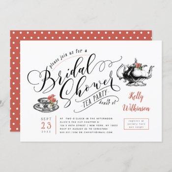 vintage typography | bridal shower tea party invitation