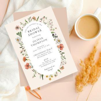 vintage watercolor wildflower arch bridal shower invitation