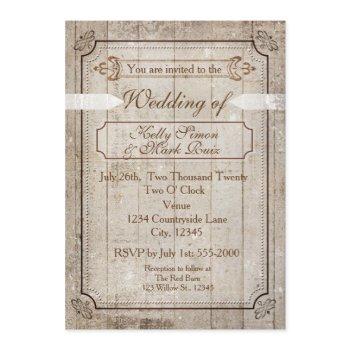 vintage wood rustic country wedding invitation
