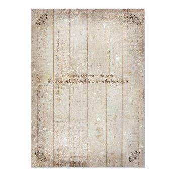 Vintage Wood Rustic Country Wedding Invitation Front View