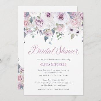 violet blush | floral bridal shower invitation