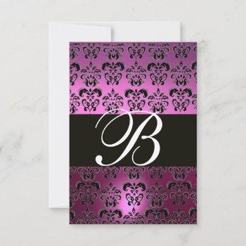 violet purple black damask monogram rsvp white