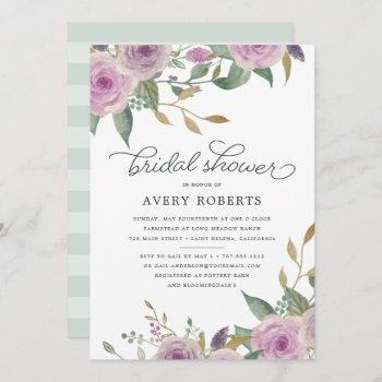 violet & sage bridal shower invitation