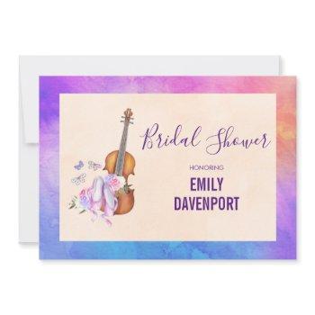 violin, ballet shoes and butterflies bridal shower invitation