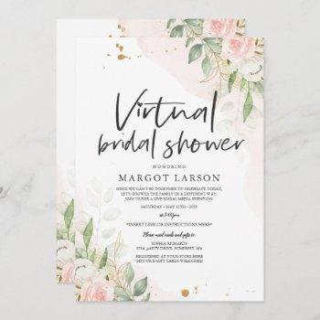 virtual bridal shower invitation greenery & gold