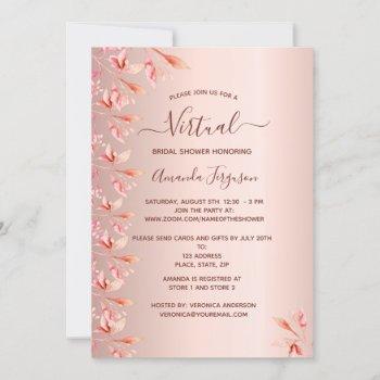 virtual bridal shower rose gold fall botanical invitation