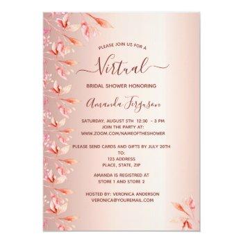 Virtual Bridal Shower Rose Gold Fall Botanical Invitation Front View