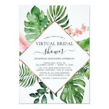 Virtual Bridal Shower Tropical Palm Geometric Invitation Front View