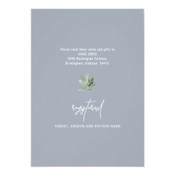 Virtual Zoom Bridal Shower Foliage Dusty Blue Invi Invitation Front View