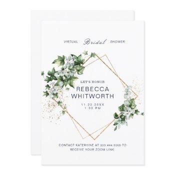 virtual zoom bridal shower watercolor foliage invitation