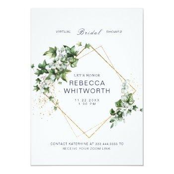 Virtual Zoom Bridal Shower Watercolor Foliage Invitation Front View