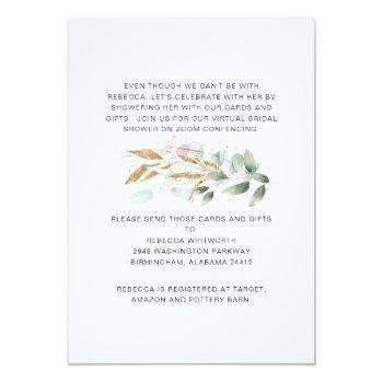 Virtual Zoom Bridal Shower Watercolor Foliage Invitation Front View
