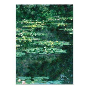 Water Lilies In Green Pond By Claude Monet Front View