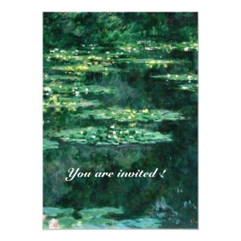 Water Lilies In Green Pond By Claude Monet  Invitation Front View