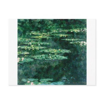 water lilies in green pond by claude monet  postcard