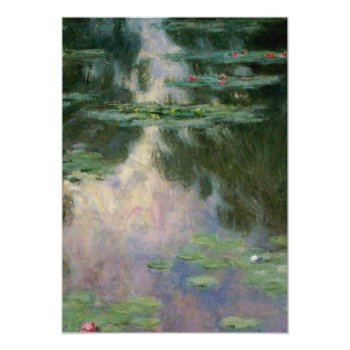 Water Lilies In Pink Green Pond By Claude Monet Front View