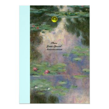 Water Lilies /yellow Gemstone Monogram Invitation Front View