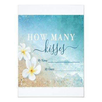 Watercolor Beach How Many Kisses Bridal Game Enclosure Card Front View