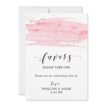 watercolor blush pink & gold sparkles favors sign