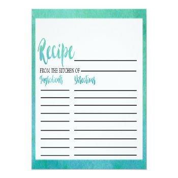 Watercolor Calligraphy Bridal Shower Recipe Cards Front View