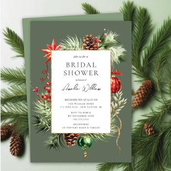 watercolor christmas bridal shower invitation