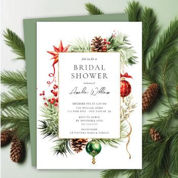 watercolor christmas bridal shower invitation