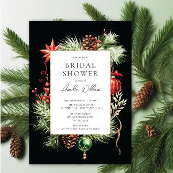 watercolor christmas bridal shower invitation