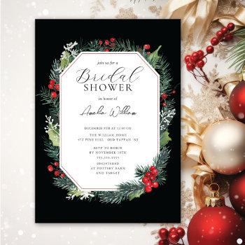 watercolor christmas bridal shower invitation