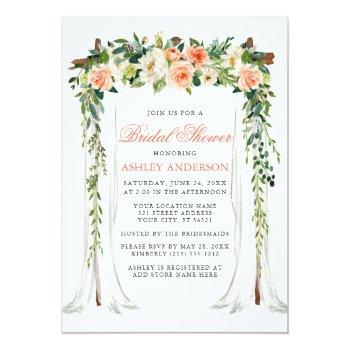 Watercolor Coral Floral Canopy Front View