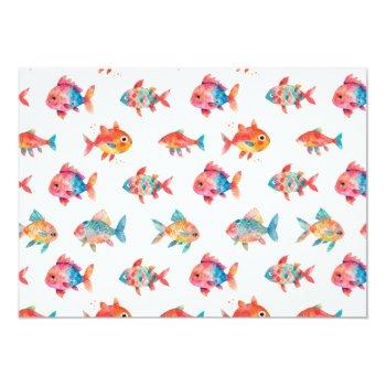 Watercolor Cute Fish Personalize Stationery Note Card Front View