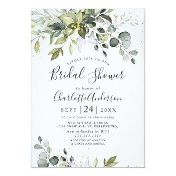 Watercolor Eucalyptus Greenery Bridal  Shower Invitation Front View