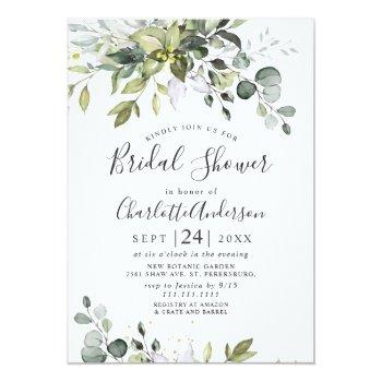 Watercolor Eucalyptus Greenery Bridal Shower Invitation Front View