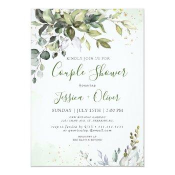 Watercolor Eucalyptus Greenery Couple Shower Invitation Front View