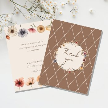 watercolor floral beige baby shower thank you card