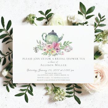 Watercolor Floral Bridal Tea Party Invitation Front View