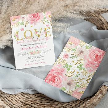 watercolor floral butterfly bridal shower invite