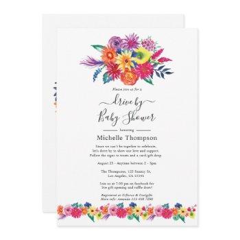 watercolor floral fiesta drive by shower invitation