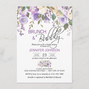 watercolor floral lavender purple bridal brunch invitation