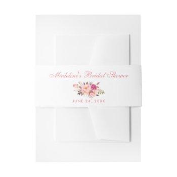 watercolor floral pink blush bridal shower invitation belly band