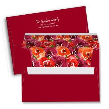 watercolor floral red a7  envelope
