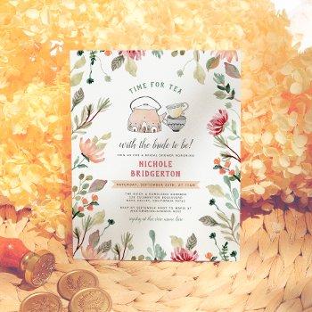 watercolor floral time for tea bridal shower  postcard