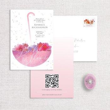 watercolor floral umbrella bridal shower invite