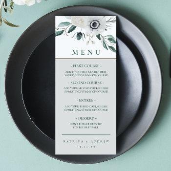 watercolor floral wedding dinner menu 