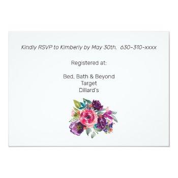 Watercolor Flower Bouquet Geometric Gold Frame Invitation Front View