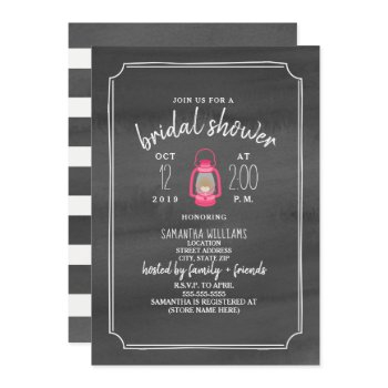 watercolor glamping bridal shower - pink lantern invitation