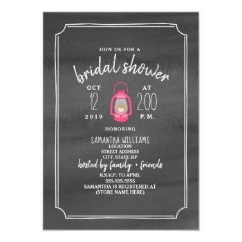 Watercolor Glamping Bridal Shower - Pink Lantern Invitation Front View
