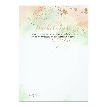 Watercolor Gold Confetti Wedding Bucket List Cards Front View
