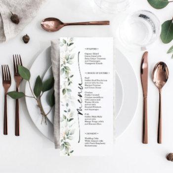 Watercolor Greenery Double Sided Wedding Menu Front View