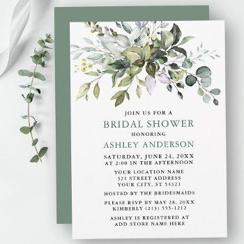 watercolor greenery sage green bridal shower invitation