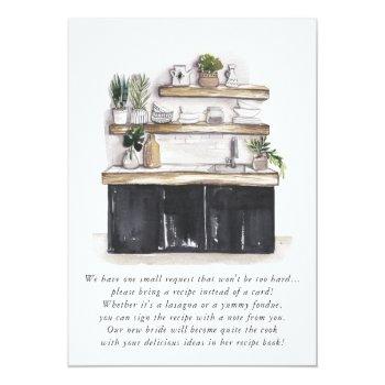 Watercolor Kitchen Utensils Bridal Shower Recipe Postcard Front View